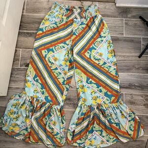 Ashley‎ Stewart Pants Women's 14 16 Wide Leg Pull On Tropical Resortwear Cruise